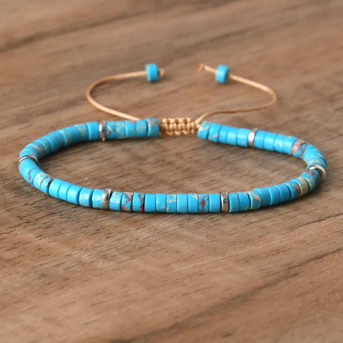 Braided Bracelet With 2.4mm Natural Stone Beads