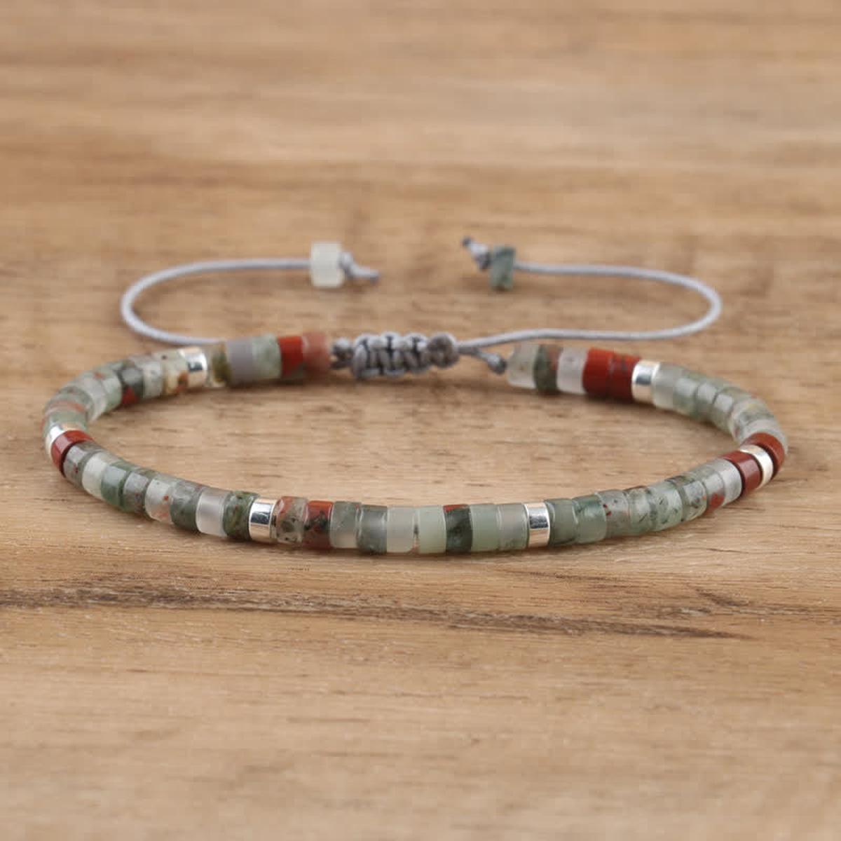 Braided Bracelet With 2.4mm Natural Stone Beads