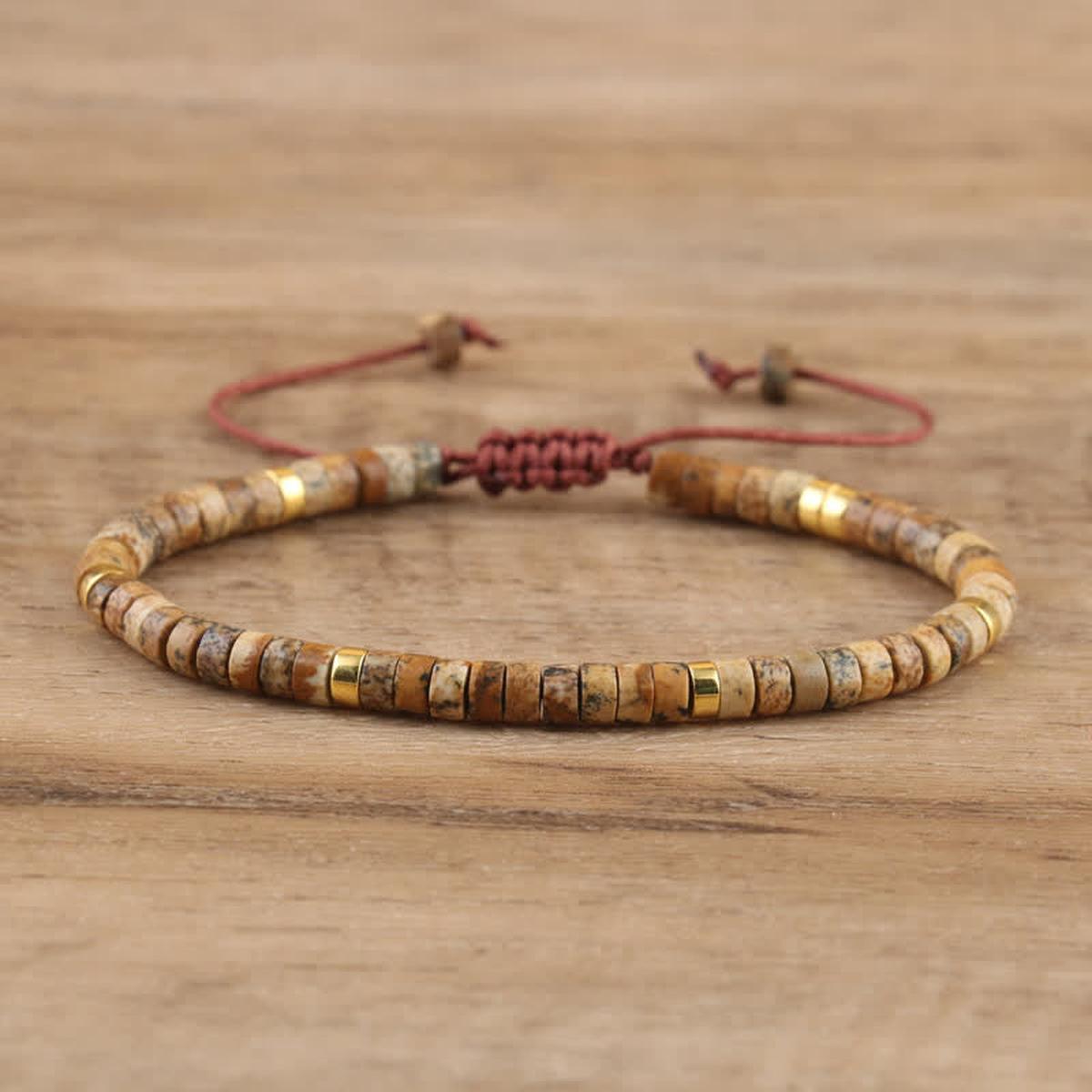 Braided Bracelet With 2.4mm Natural Stone Beads
