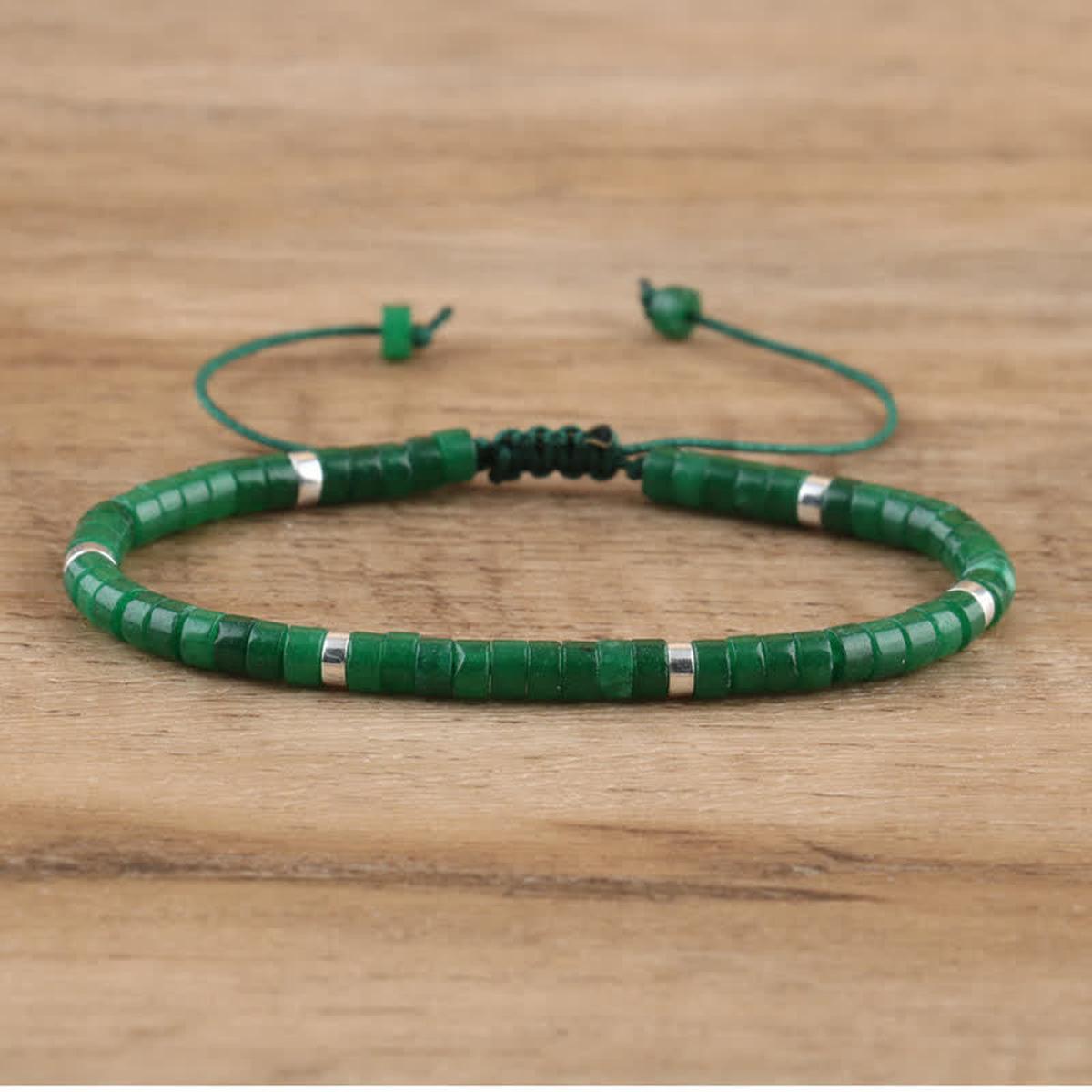 Braided Bracelet With 2.4mm Natural Stone Beads