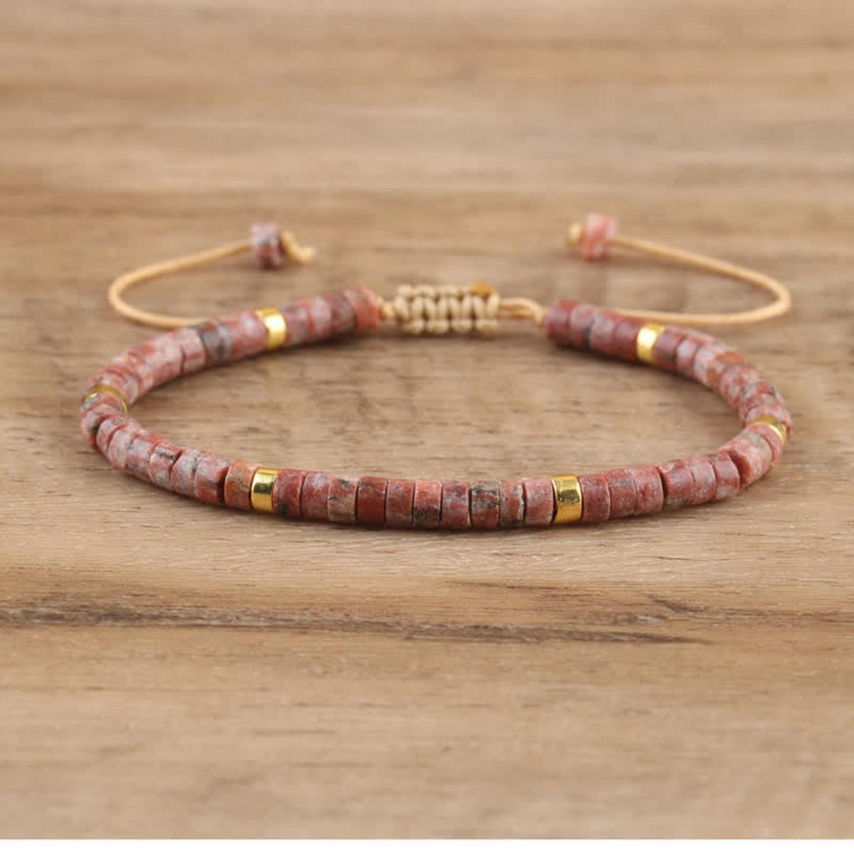 Braided Bracelet With 2.4mm Natural Stone Beads