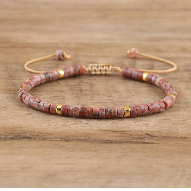 Braided Bracelet With 2.4mm Natural Stone Beads