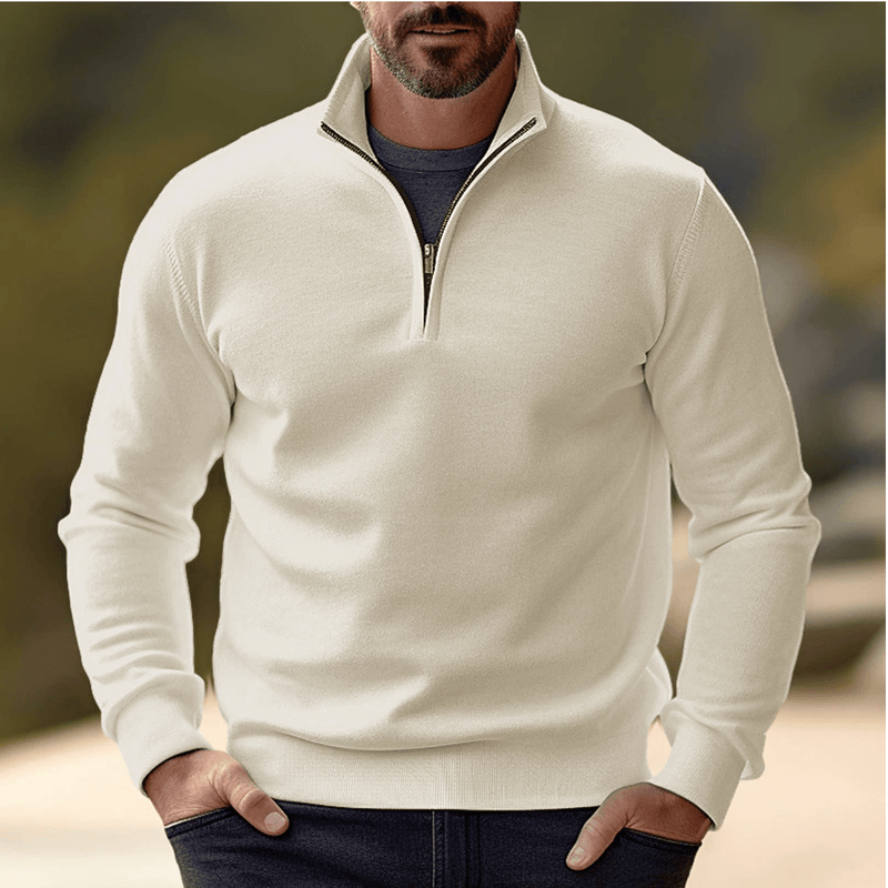 Breathable Half-Zip Pullover Sweater For Layering