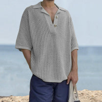 Breathable Open Knit Short Sleeve Sweater