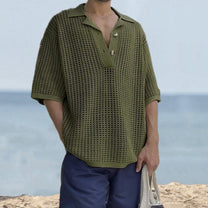 Breathable Open Knit Short Sleeve Sweater