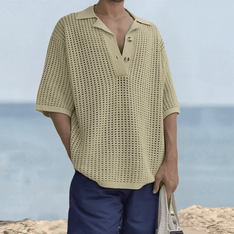 Breathable Open Knit Short Sleeve Sweater