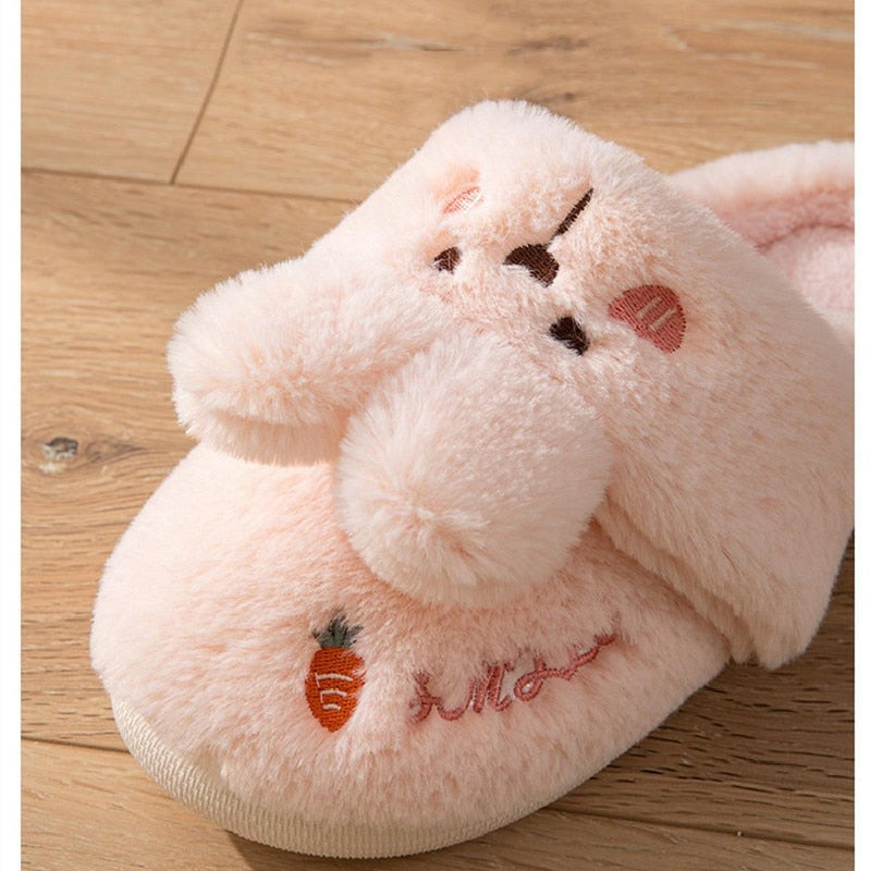 Bunny Plush Slippers With Non-Slip Sole