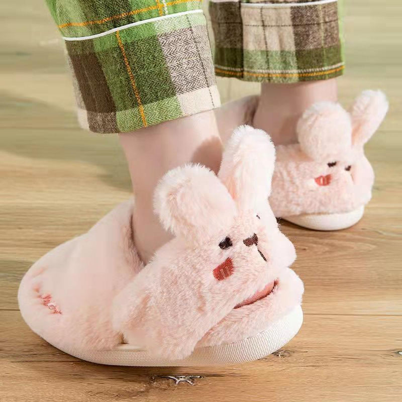 Bunny Plush Slippers With Non-Slip Sole