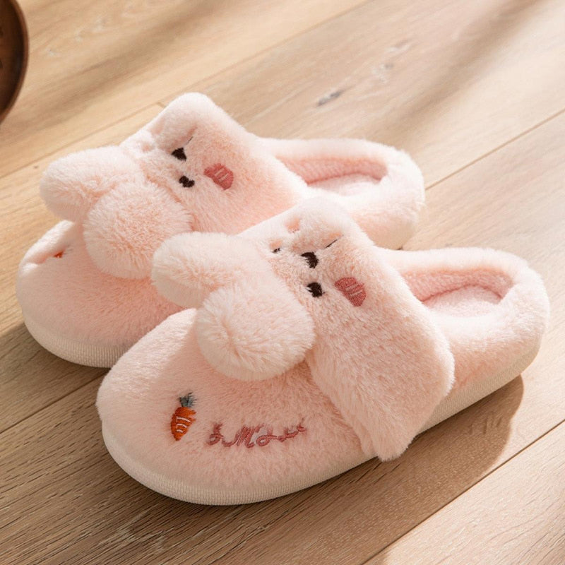 Bunny Plush Slippers With Non-Slip Sole