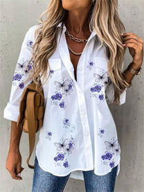 Butterfly Print Relaxed Fit Blouse