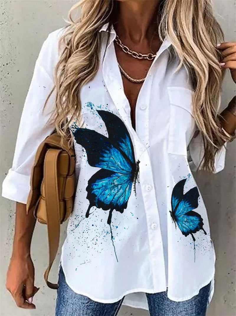 Butterfly Print Relaxed Fit Blouse