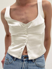 Button-Front Strappy Top