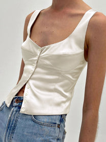 Button-Front Strappy Top