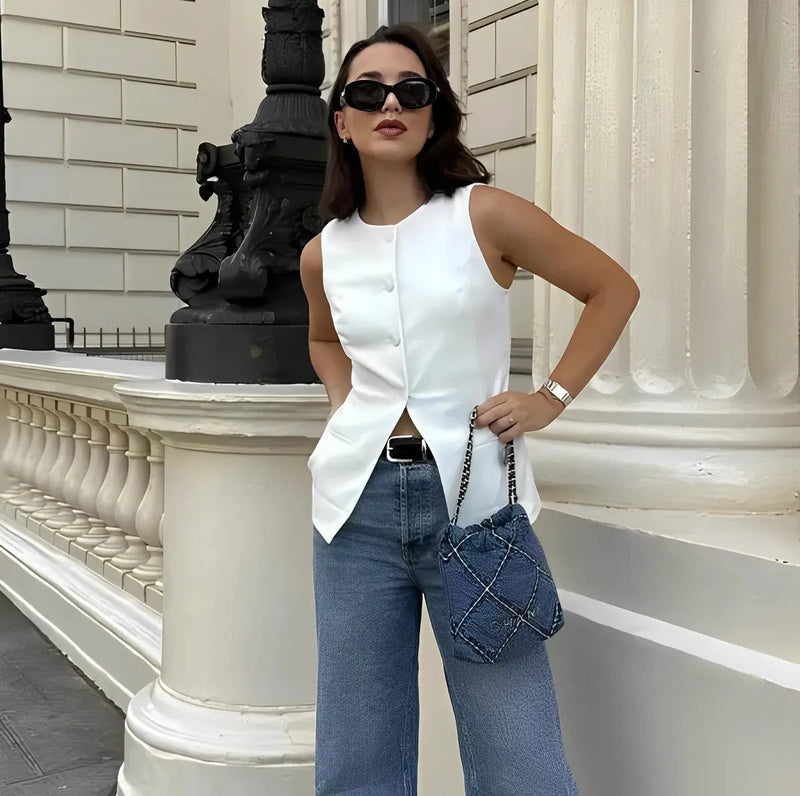 Button-Up Sleeveless Vest