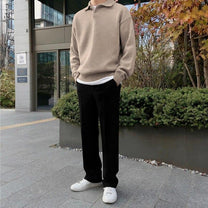 Buttoned Collar Wool Polo Sweater