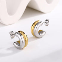 C-Shape Duotone Stud Earrings