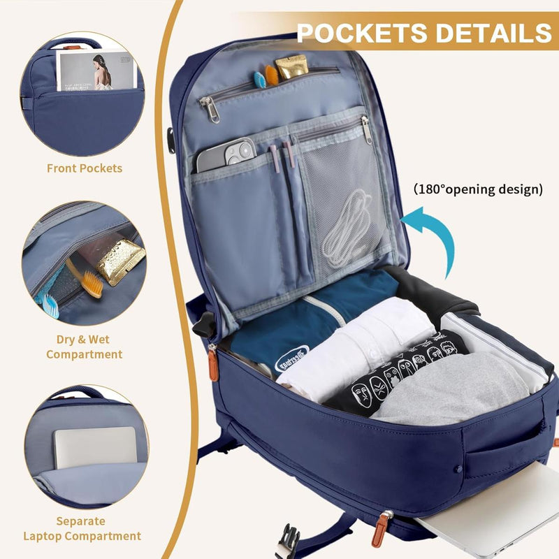 Cabin Rucksack With USB Port And Multiple Compartments