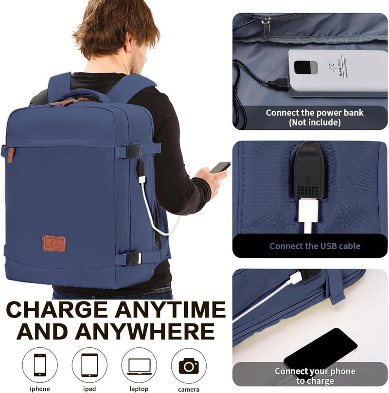 Cabin Rucksack With USB Port And Multiple Compartments