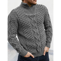 Cable Knit High Neck Zip Pullover