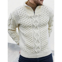 Cable Knit High Neck Zip Pullover