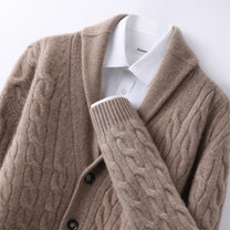 Cable Knit Wool Cardigan For Men