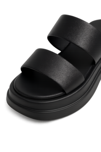 Calf Leather Sandals – Chunky High Heel