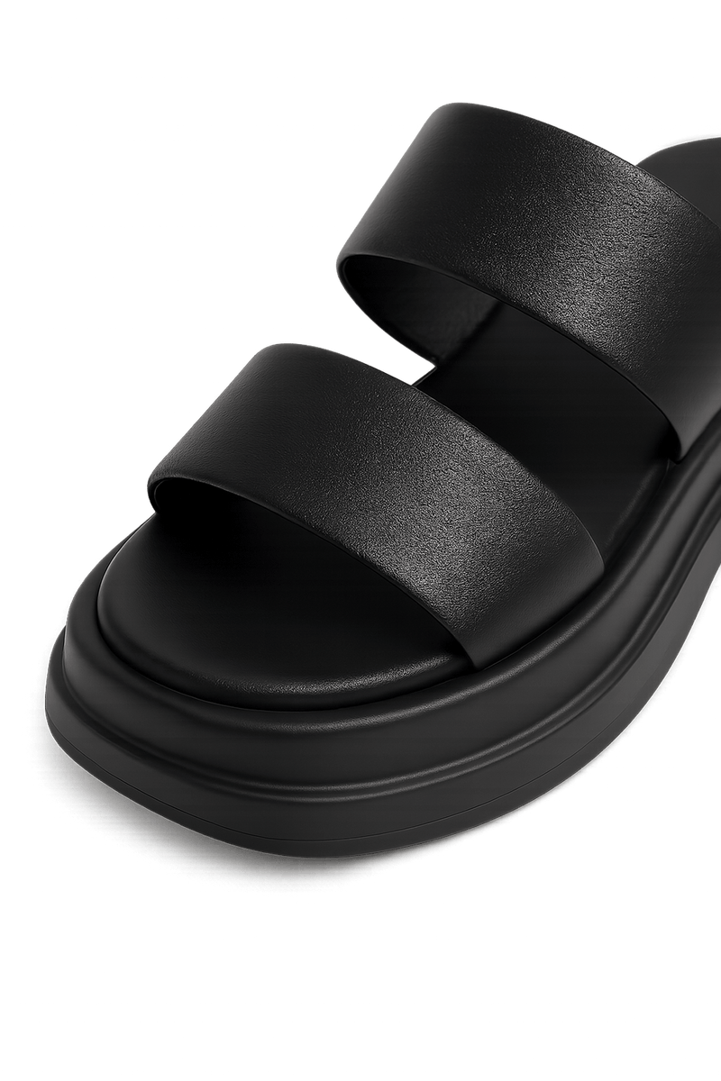 Calf Leather Sandals – Chunky High Heel