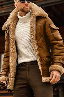 Camel Stylish Flying Leather Jacket For Men