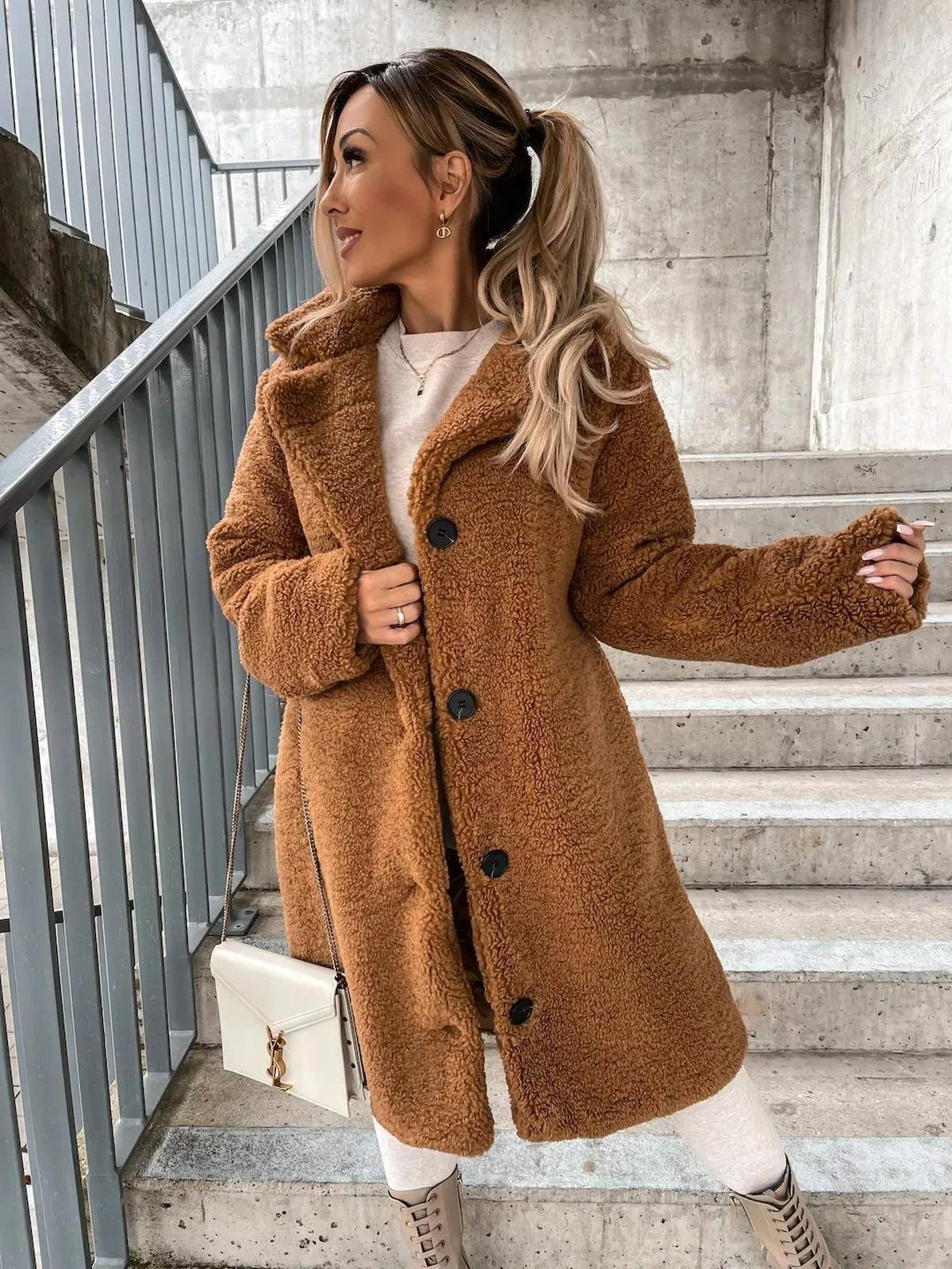 Cashmere Plush Trench Coat For Women
