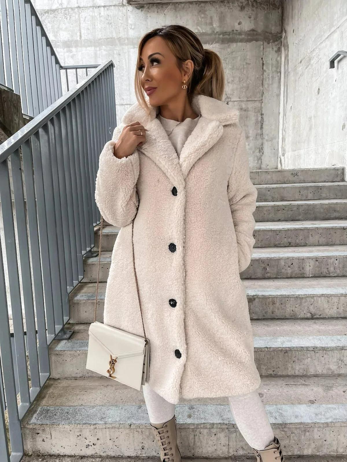 Cashmere Plush Trench Coat For Women