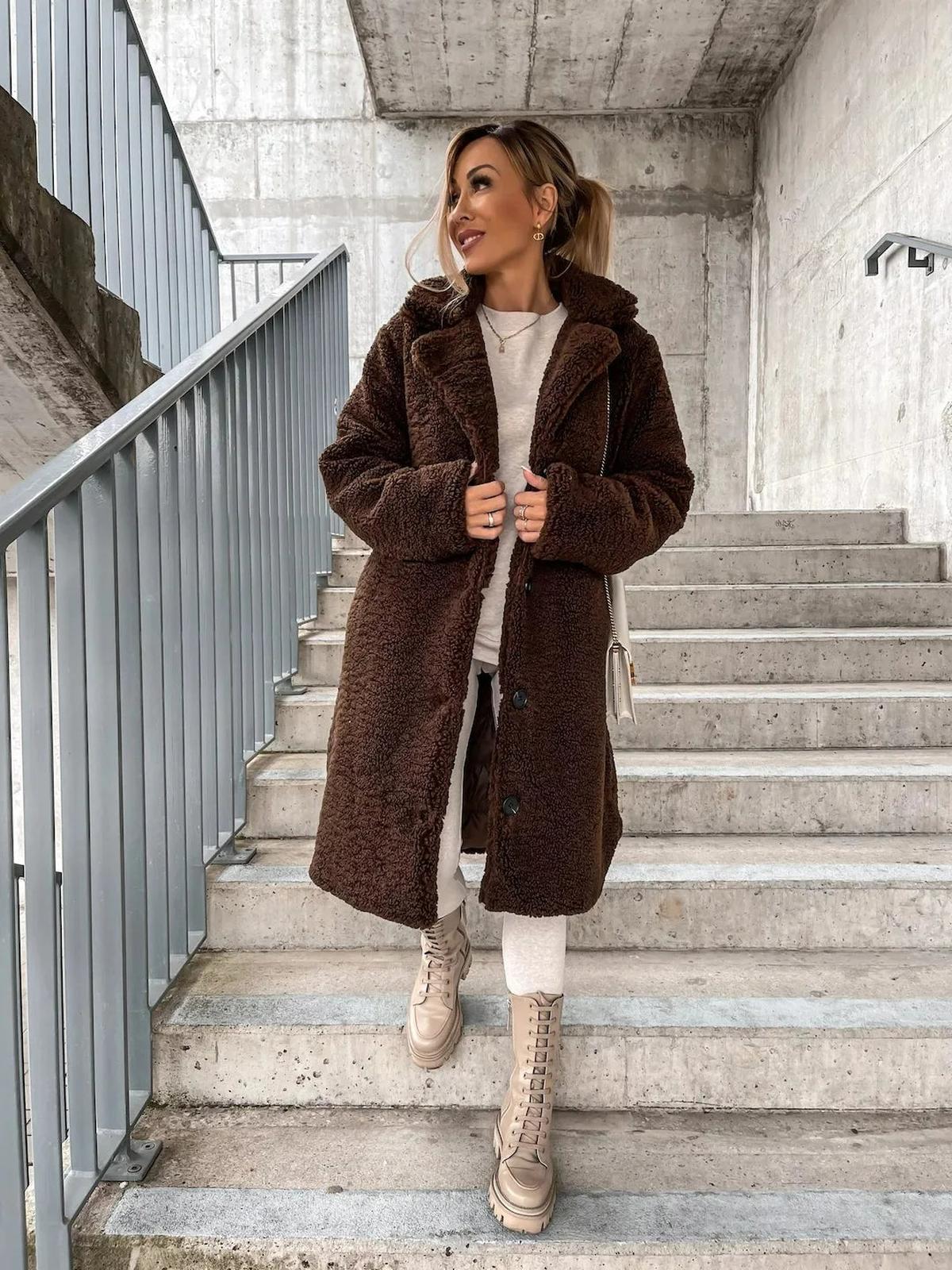 Cashmere Plush Trench Coat For Women