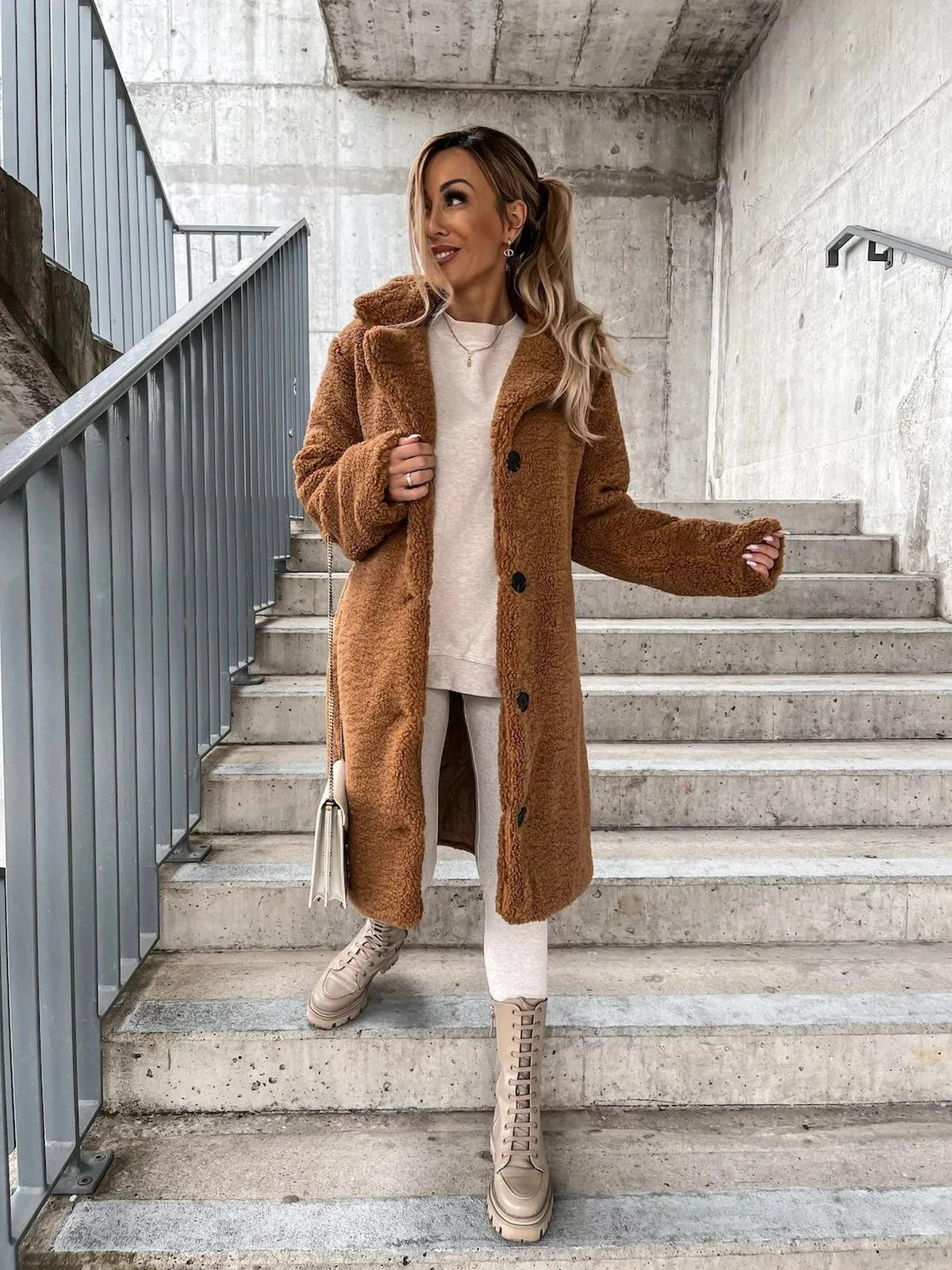 Cashmere Plush Trench Coat For Women