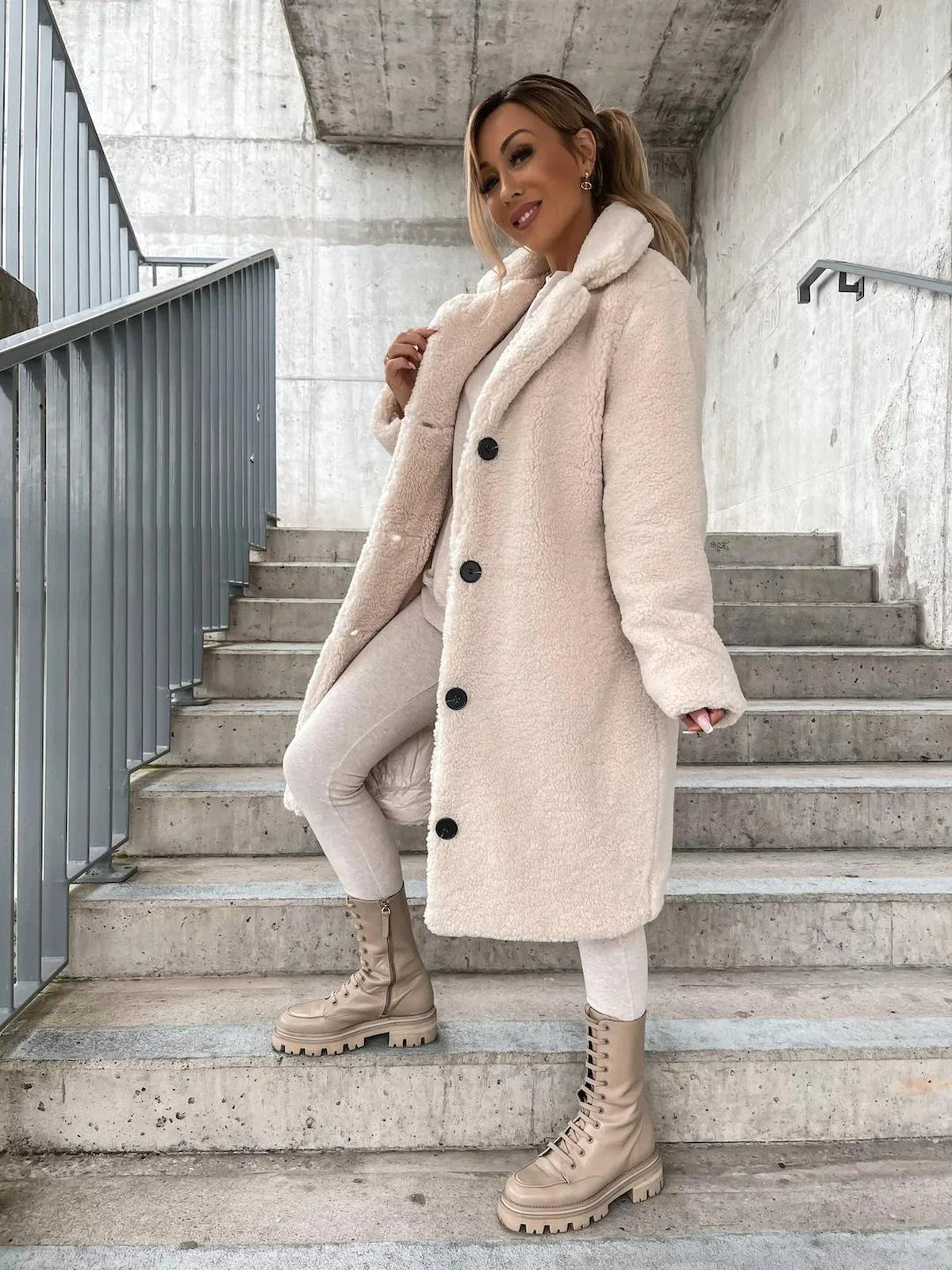 Cashmere Plush Trench Coat For Women