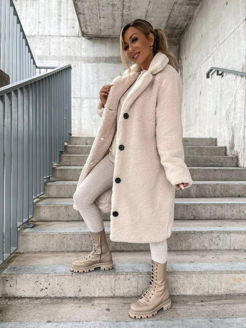 Cashmere Plush Trench Coat For Women