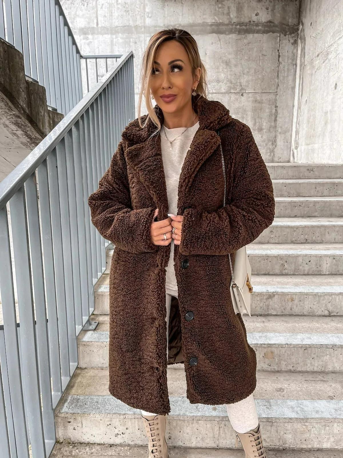 Cashmere Plush Trench Coat For Women