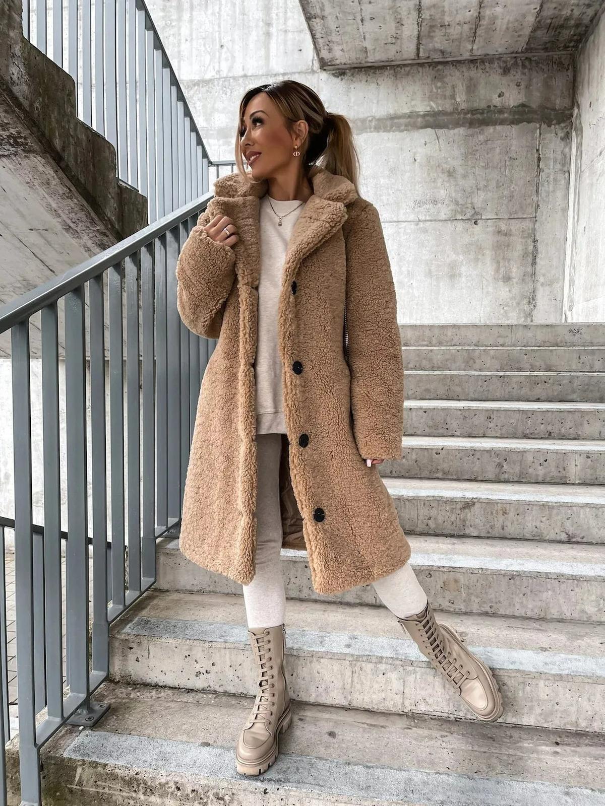 Cashmere Plush Trench Coat For Women