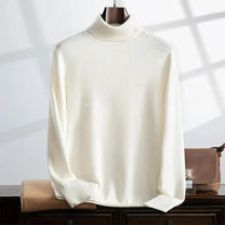 Cashmere Turtleneck Ribbed Knit Sweater