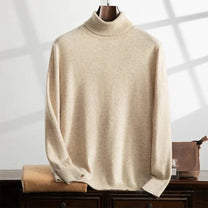 Cashmere Turtleneck Ribbed Knit Sweater