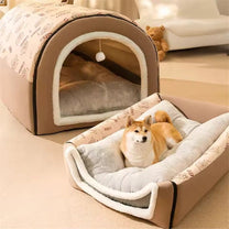 Castle-Themed Plush Pet Bed With Washable Cushion Cover