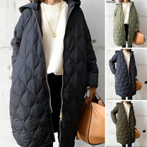Casual Argyle Design Parka Coat With Hood