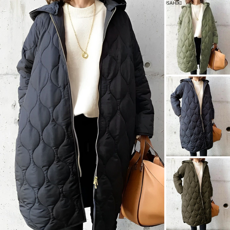 Casual Argyle Design Parka Coat With Hood