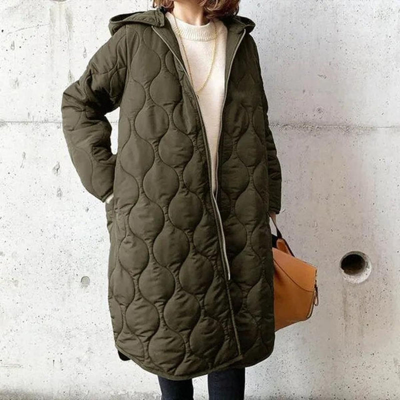 Casual Argyle Design Parka Coat With Hood