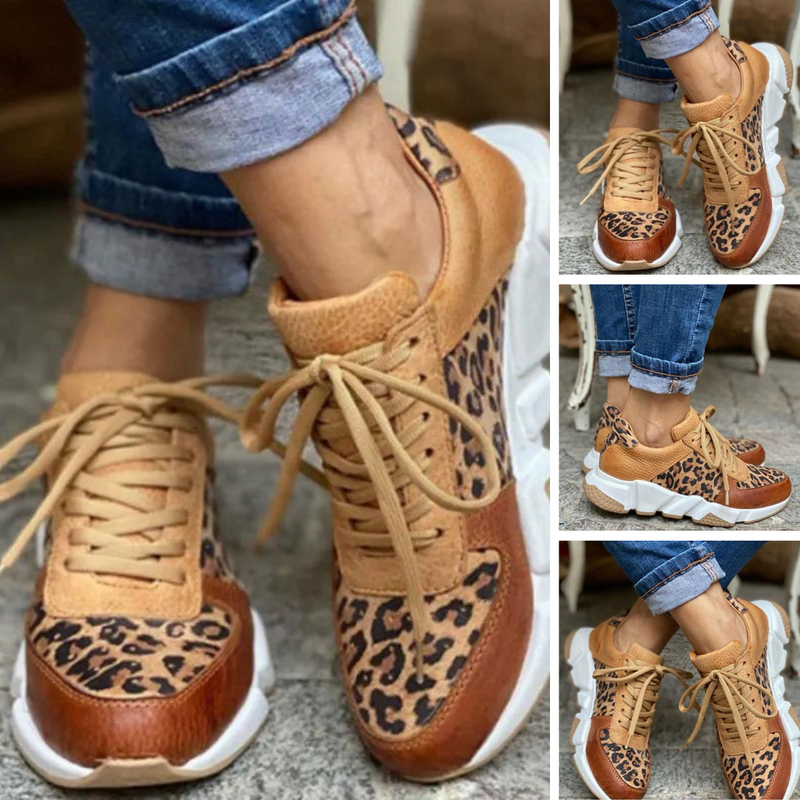 Casual Leopard Print Sneakers With Thick Soles