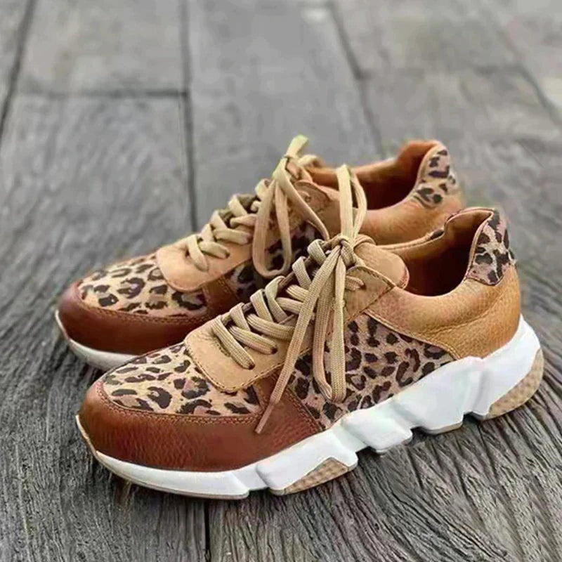 Casual Leopard Print Sneakers With Thick Soles