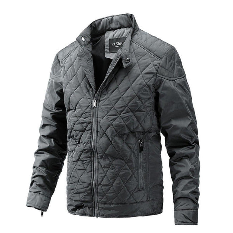 Casual Men&#39;s Autumn Jacket With Diamond Pattern