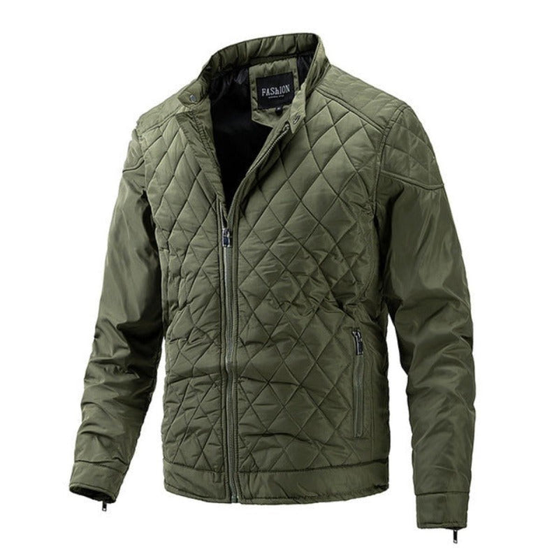 Casual Men&#39;s Autumn Jacket With Diamond Pattern