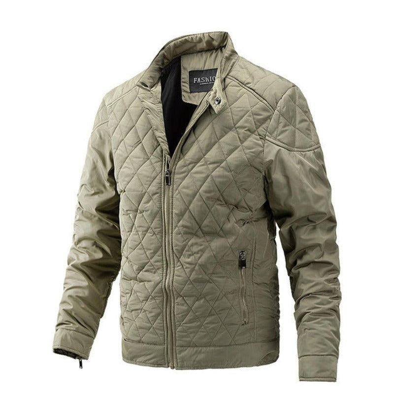 Casual Men&#39;s Autumn Jacket With Diamond Pattern