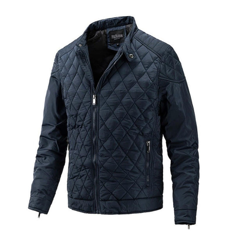 Casual Men&#39;s Autumn Jacket With Diamond Pattern