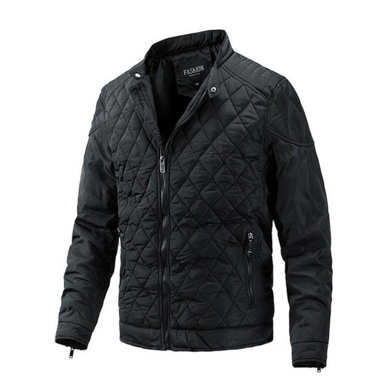 Casual Men&#39;s Autumn Jacket With Diamond Pattern
