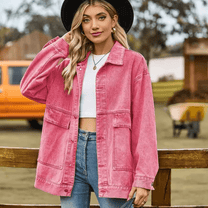 Casual Oversized Denim Jacket With Button Closure